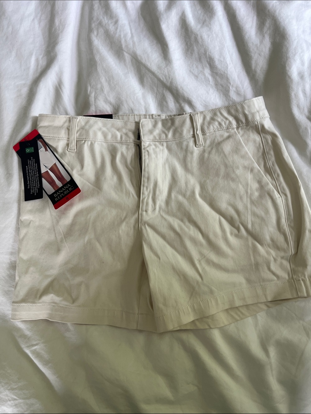 Banana Republic Cream High-Rise Tailored Shorts
